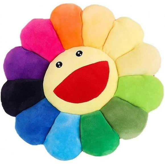 Sunflower Plush Pillow, Murakami Smile Face Flower Floor Pillow, Colorful Sunflower Plush Toy, Cushion Mat