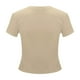 thumbnail image 5 of Camiseta de manga corta ajustada y moderna para mujer - Corte ajustado y sexy, bajo con volantes - Top básico informal para primavera/verano, 5 of 5