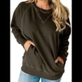 thumbnail image 2 of Sudadera Informal de Larga con Cuello Redondo para Mujer, Sudadera Holgada Marrón Oscuro XL, 2 of 8