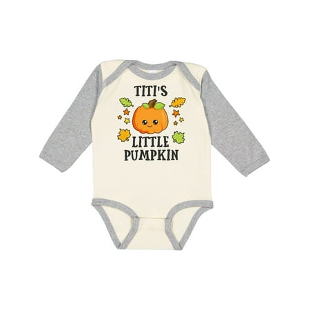 

Inktastic Titis Little Pumpkin with Leaves and Stars Gift Baby Boy or Baby Girl Long Sleeve Bodysuit