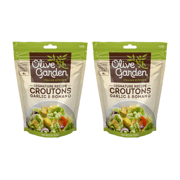 Olive Garden, Seasoned Croutons, Garlic and Romano, 5 oz Bag (Pack of 2)