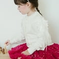 thumbnail image 2 of Girls' Angel Wing Knit Cardigan Round Neck Cotton Sweater Jacket, 2 of 13