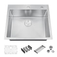 thumbnail image 2 of 25-Inch Nano-Coated Drop-in 304 Stainless Steel Kitchen Sink Single Bowl with Colander, Drying Rack and Strainer, 2 of 10