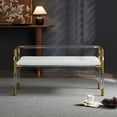 thumbnail image 5 of Acrylic and Gold Stainless Steel Combination Bench for Bedroom or Entryway, Extra Seat for Living Room(Ivory), 5 of 10