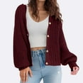 thumbnail image 2 of Women'S Cardigan Sweaters Knitted Button Down Lightweight Red Cardigan Comfort Colors Fall Clothes Clothes for Women, 2 of 4