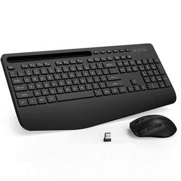 Wagpak Wireless Keyboard & Mouse Combo Wrist Rest Ergonomic Phone Holder Silent for Computer,Laptop