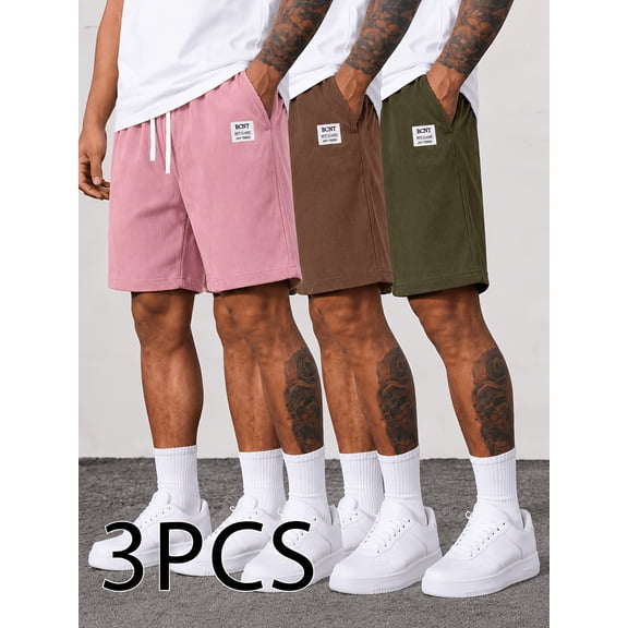 Men’s 3-Pack Casual Shorts, American Retro Athletic Knee-Length Shorts with Drawstring Waist and Deep Pockets, Relaxed Comfort for Outdoor Hiking, Ball Sports and Holiday Travel, Thoughtful Gift for