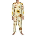 thumbnail image 3 of Naloa Watercolor Bee Honey Honeycomb Bee Men’s Pajamas Set - Long Sleeve Button Down Sleep Shirt and Pajama Bottoms Sleepwear Set-XX-Large, 3 of 7