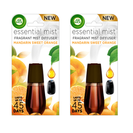 (2 pack) Air Wick Essential Mist Fragrance Oil Diffuser Refill, Mandarin & Sweet Orange, 2 Total, Air (Best Essential Oil For Air Purifier)