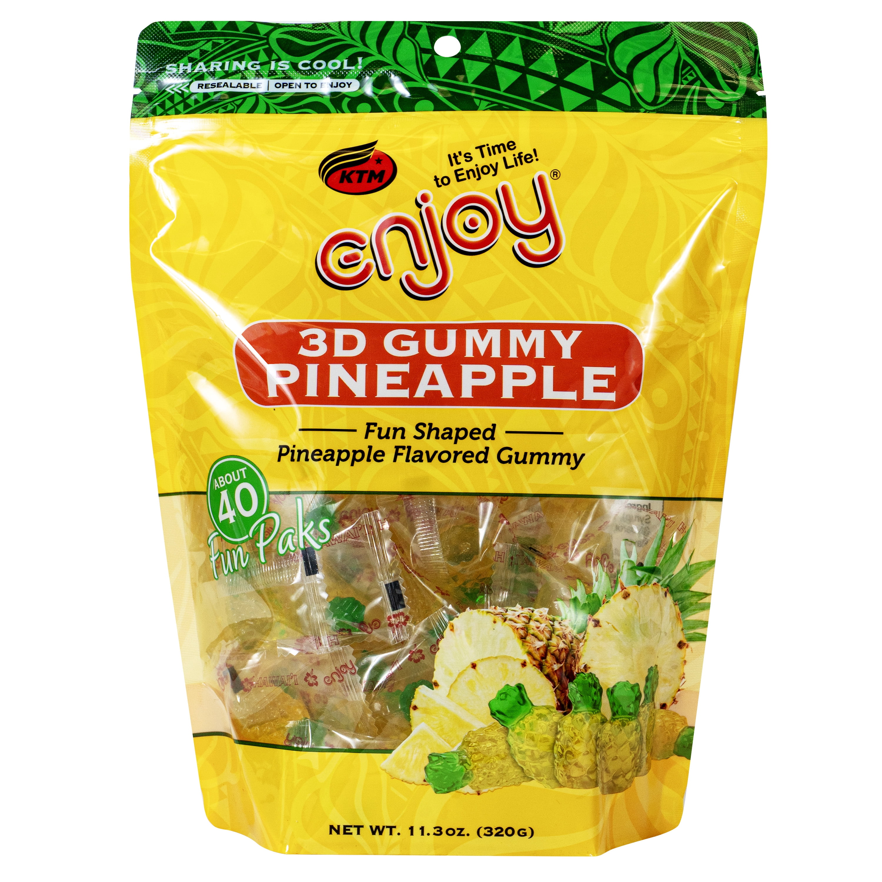 Enjoy 3D Pineapple Gummy Candy Lei (3.4 oz), Contains No Allergens