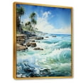 thumbnail image 2 of Designart "Palms On The Azure Horizon Seascape II" Coastal Floater Framed Wall Art Prints, 2 of 5