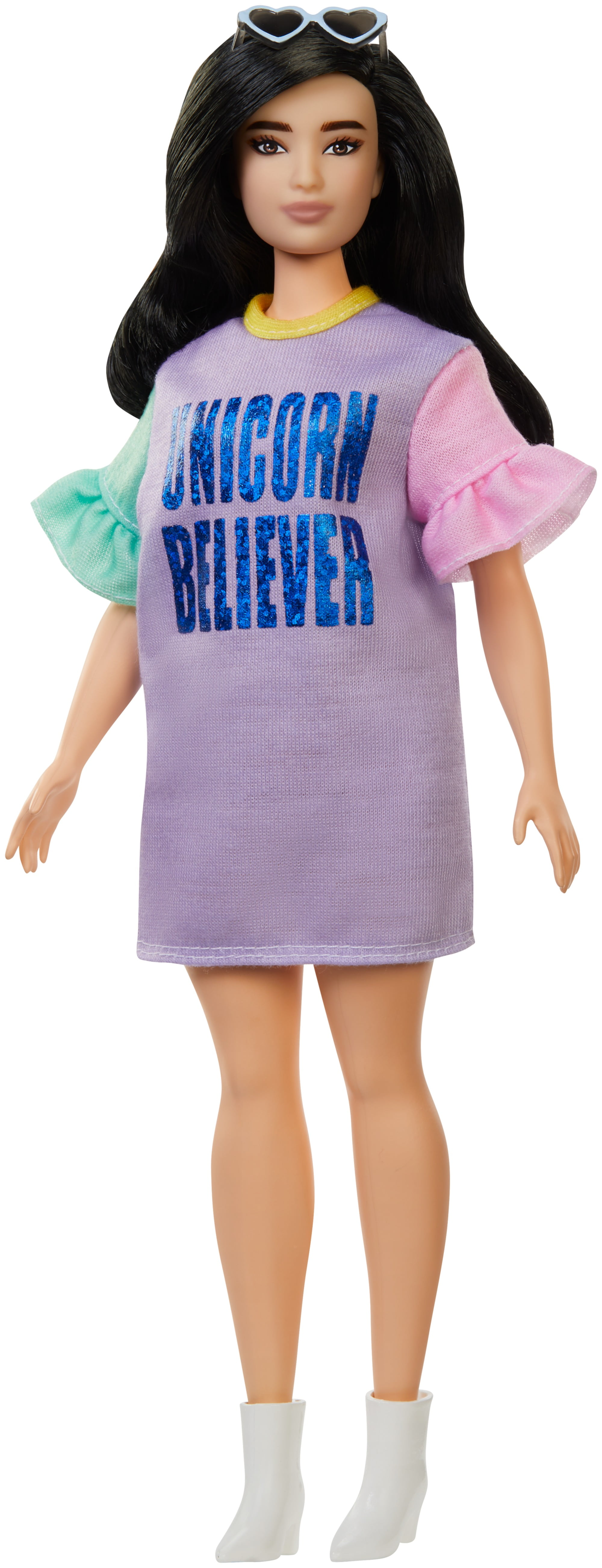 Barbie Fashionistas Doll with Long Brunette Hair Wearing Unicorn Believer Dress 