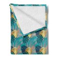 thumbnail image 2 of Jungle Foliage Soft Flannel Fleece Throw Blanket, Summer Pattern with Hawaiian Botany Leaves and Grunge Spots Print, Cozy Plush for Indoor and Outdoor Use, 50" x 70", Multicolor, by Ambesonne, 2 of 5