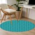 thumbnail image 5 of 3ft Round Rug, Teal Morocco Non-Skid Rubber Backing Large Area Rugs - Living Room Bedroom Home Office, Geometric Leaf Diamond Lattice Abstract Indoor Floor Mat Carpets Washable Rug, 5 of 9