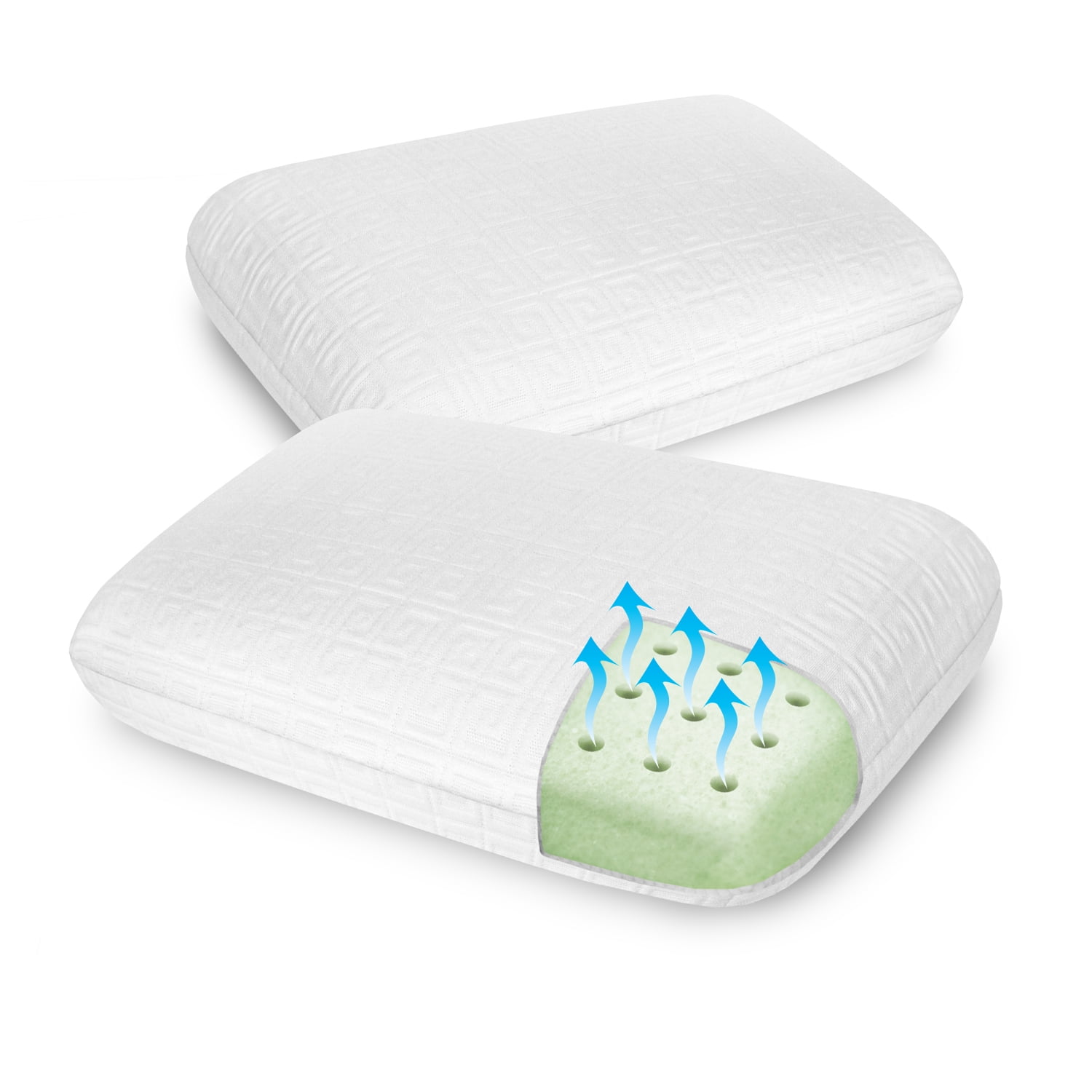 BioPEDIC Greek Key Classic Comfort Memory Foam Bed Pillow 2 pack