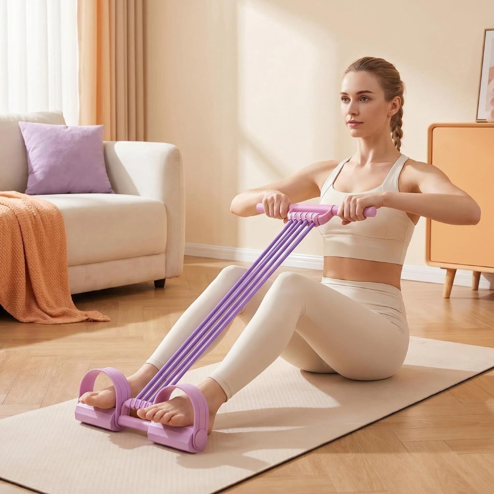 Pedal Resistance Band with Handle, 3-in-1 8 Tube Adjustable Resistance Bands for Full Body Workout, Chest Expander & Back Exercise