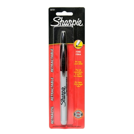 Retractable Markers black, fine tip, carded (pack of 12)