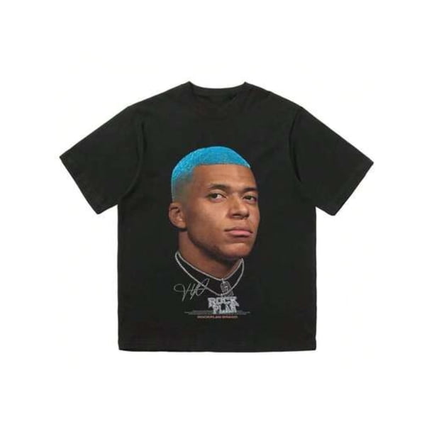 Fashionable and cool Mbappe printed short sleeved T-shirt with street style loose round neck top,unisex, men's short sleeve round neck street style T-shirt for summer and spring, casual, clothing, co