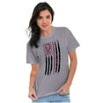 thumbnail image 3 of Breast Cancer Pink Line American Flag Women's Graphic T Shirt Tees Brisco Brands S, 3 of 5