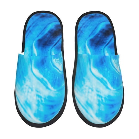 Balery Blue Shell Slient Indoor Furry Fleece Comfort House Shoes Soft Non-Slip Home Shoes Cotton slippers House Slippers-- Large