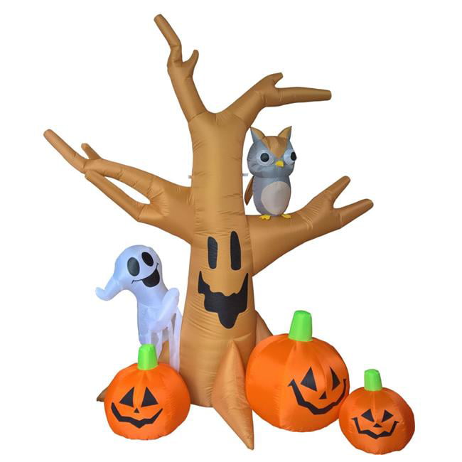 Comin DJ-WS-64002 8 ft. Haunted Tree with Pumpkins Ghost & Owl ...