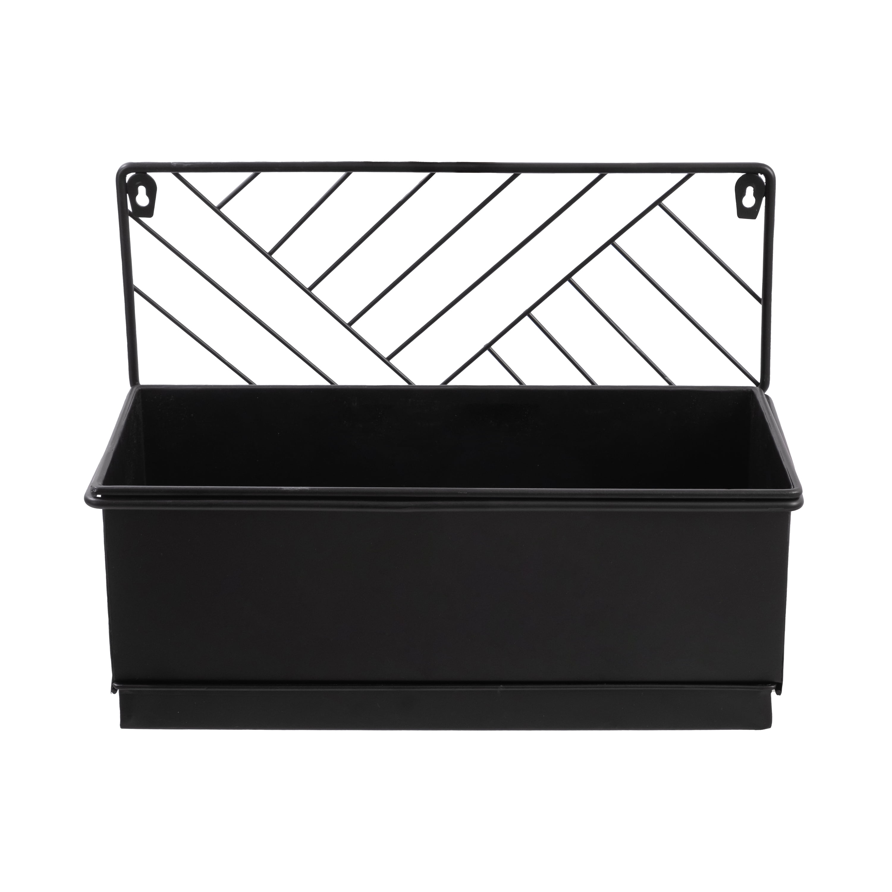 Mainstays Black Wall Hanging Planter with Removable Tray, 13.6 in L x 6.8 in W x 10 in H