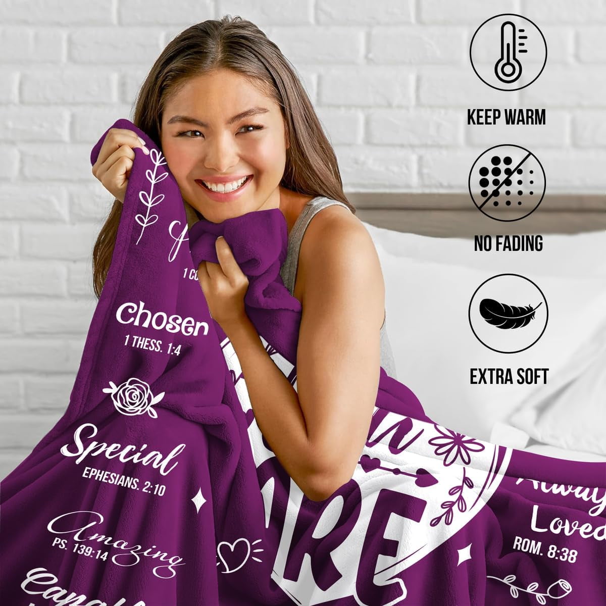Christian Gifts for Women - Christmas, Xmas, Birthday for Women - Inspiration, Religious, Self Care, Thank You Gifts for Mom, Friend, Sister, Grandma - You are Beautiful Blanket