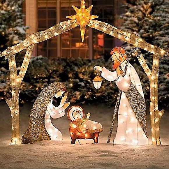 Dzdy - Lighted Outdoor Nativity Scene, Christmas Holy Family Yard Decoration, Nativity Sets For Christmas Outdoor, Easter Decorations Lighted