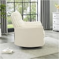 thumbnail image 2 of White Modern Swivel Recliner Chair with Wide Wale Corduroy Upholstery and Manual Recline, 2 of 9