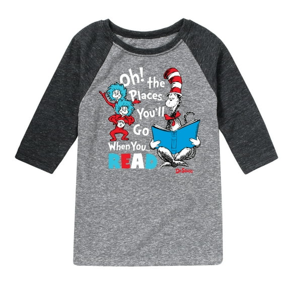 Dr. Seuss - Oh Places Youll Go When You Read - Youth Raglan Graphic T-Shirt