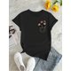 thumbnail image 2 of Camiseta De Mujer De Verano Suave Y Ligera Básica Para Llevar DeportesPocket Floral Creative Simple Abstract Pattern Print Women's Fashion Trendy Round Neck Short Sleeve, Simple Casual Sports T-shir, 2 of 7
