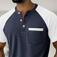 thumbnail image 6 of Mens Short Sleeve Henley Shirts Casual Waffle Knit Colorblock Raglan T-Shirts, Summer Leisure Lounge Tops with Pocket Quick Dry Breathable Outdoor Fashion Tee, 6 of 7