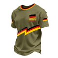 thumbnail image 6 of Soccer Cup 2026 Jersey for Men, Crew Neck Short Sleeve Deutschland Lightning Bolt Graphic Tee with Waffle Knit Texture - Breathable Performance Top for Match Day & Gym Army Green L, 6 of 6