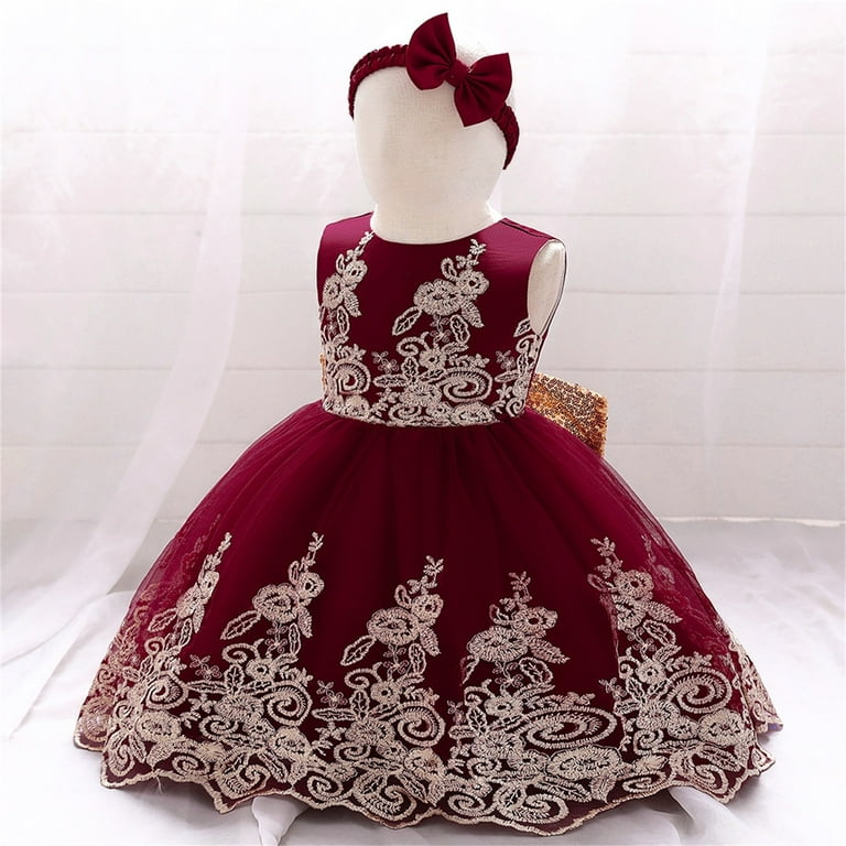 Formal Accessories For Burgundy Lace Burgundy Dress And Gold Shoes Mercatoo  Girls Baby Bow Tie Puffy