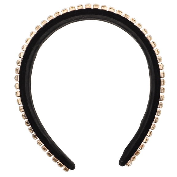 WEUVEB Sparkly Rhinestone Wide Headband Black Comfortable Fashion Hair Accessory for Events