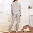 thumbnail image 6 of Elainilye Fashion Pajama Set for Women Two Piece Outfits Long Sleeve Plain Print Tops with High Waist Pants Pajama Sets,Gray, 6 of 6