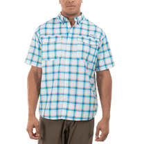 Realtree Men's Hawaiian Ocean Plaid Extra Large Short Sleeve Guide Shirt