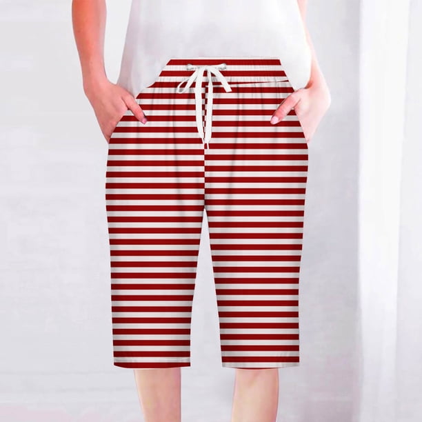 Puntoco Pantalones cortos de verano para mujer, moda 2024, pantalones cortos para mujer, pantalones casuales, pierna recta, cordón, cintura elástica, pantalones sueltos y cómodos con bolsillos