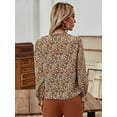 thumbnail image 3 of V Neck Colorful Floral Print Long Sleeve Fall Blouse for Women, 3 of 3