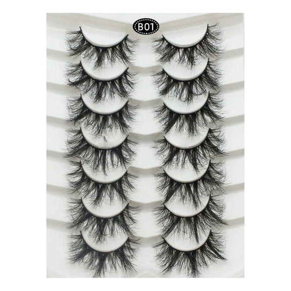 Tkrady Lashes Natural Look Lashes Fluffy Wispy Eyelashes Short Natural False Lashes Cat Eye 6D Volume Strip Lashes Pack 7 Pairs-A