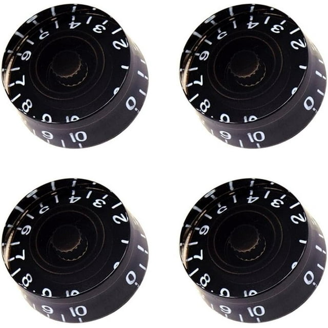 Perillas de control de velocidad, juego de 4 perillas de acrílico para guitarra eléctrica Gibson Les Paul, color negro.
