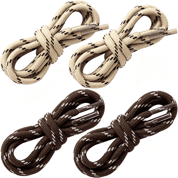 XIBUFE 2 Pairs Round Paracord Shoe Laces, Cute Rope Shoe Laces for Sneakers, Heavy Duty Hiking Shoelaces for Boots Hiking Running- Coffee & Brown Durable Sturdy boot laces heavy duty
