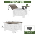 thumbnail image 6 of Uforic White Rustic Lift-Top Coffee Table with Storage, Power Outlets & USB Ports for Living Spaces, Bedrooms, and Home Workspaces, 6 of 9