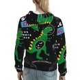 thumbnail image 7 of Picia Space Dino Cartoon Black Pattern Casual Women's Hoodie, Hooded Sweatshirt with Kangaroo Pocket, Comfortable Pullover with Eye-catching Drawstrings-XX-Large, 7 of 7