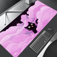 thumbnail image 1 of Alfombrilla para teclado con nubes de gato negro, alfombrilla para ratón extendida con borde de bloqueo, almohadilla de protección para escritorio de oficina, color rosa y morado, XXL, 1 of 5