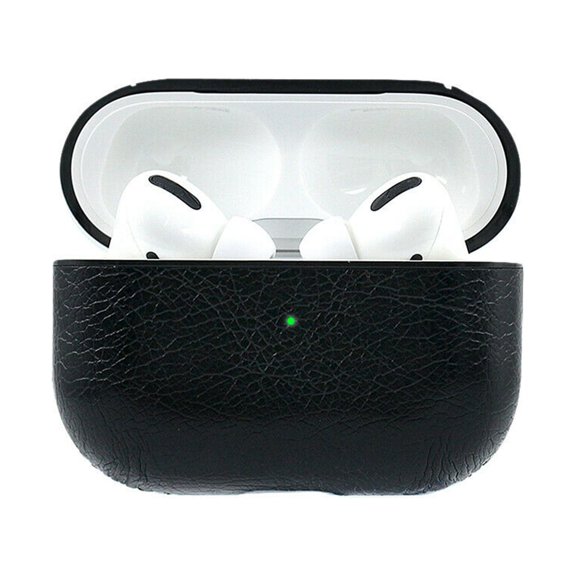 Dteck Leather Case For AirPods Pro 2019 released , Portable Carrying Case with Keychain [Front LED Visible] [Support Wireless Charging] Full Cover, Black