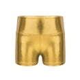 thumbnail image 5 of Doomiva Kids Girls Long Sleeve Shiny Gymnastic Dance Leotard Bodysuit Jumpsuit with Metallic Shorts Set Activewear Gold 14, 5 of 7