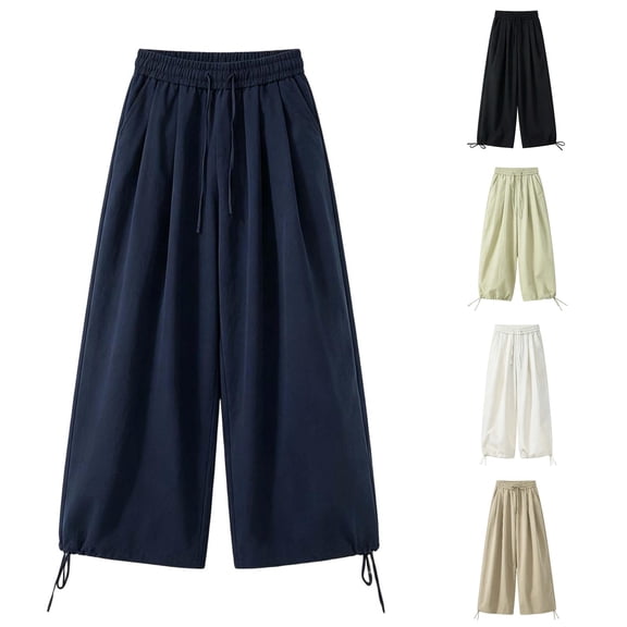 XFeng Men Drawstring Wide Leg Jogger Pants Convertible Trousers