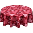thumbnail image 1 of Valentines Tablecloth Round 60 Inch - Pink and Red Hearts Table Cloth Romantic Love Table Covers for Kitchen Party Dinner Tabletop Decoration, 1 of 7