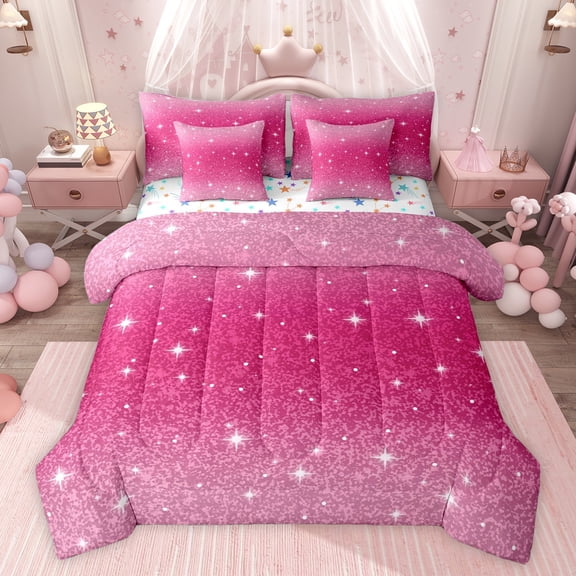 Castle Fairy Black Blue Glitter Print Twin Bedding Sets,Gradient Bedding Comforter Set